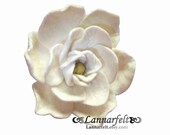 Blooming white gardenia - Wool Felt Flower Brooch  pin