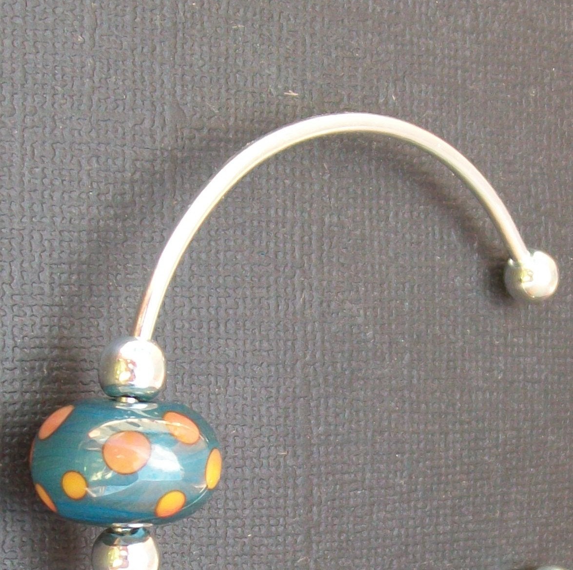 bangle bracelet silver plated for lampwork and other beads- peacock