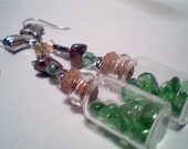 Genuine green beach sea glass earrings jewelry handmade