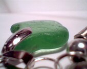 Genuine Green beach sea glass gemstone pendant jewelry handmade necklace