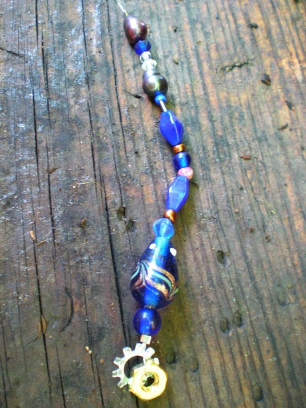Hardware Blue Beaded Hair Accessory (Part Two of Two Step Process Hair Sticks)