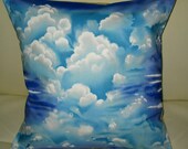 Free US shipping  Designer 18x18 Pillow  Cover Envelope Closure  Michael Miller Landscapes Sky Periwinkle