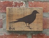 Brown bird Reclaimed barn wood screen printed wall hanging