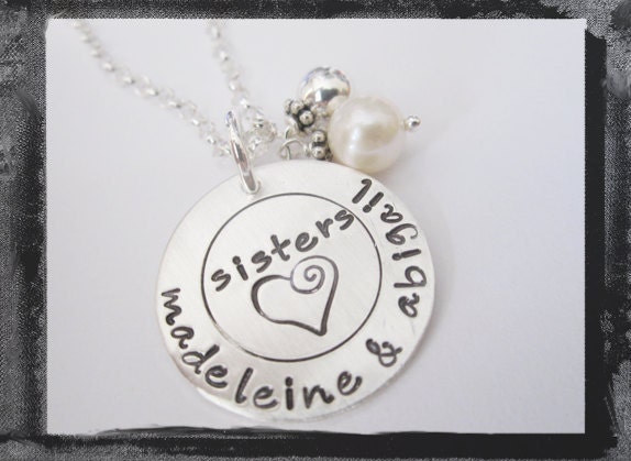 Hand Stamped Necklace - Sister Jewelry - Sisters BFF