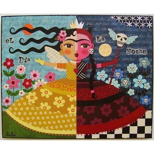 Frida Kahlo Angel and Devil Queen 8 x 10 PRINT of painting by LuLu