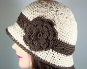 Cloche Hat in Cream, Chocolate Brown