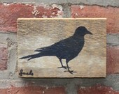 Navy bird Reclaimed barn wood screen printed wall hanging