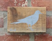 Slate Blue bird Reclaimed barn wood screen printed wall hanging