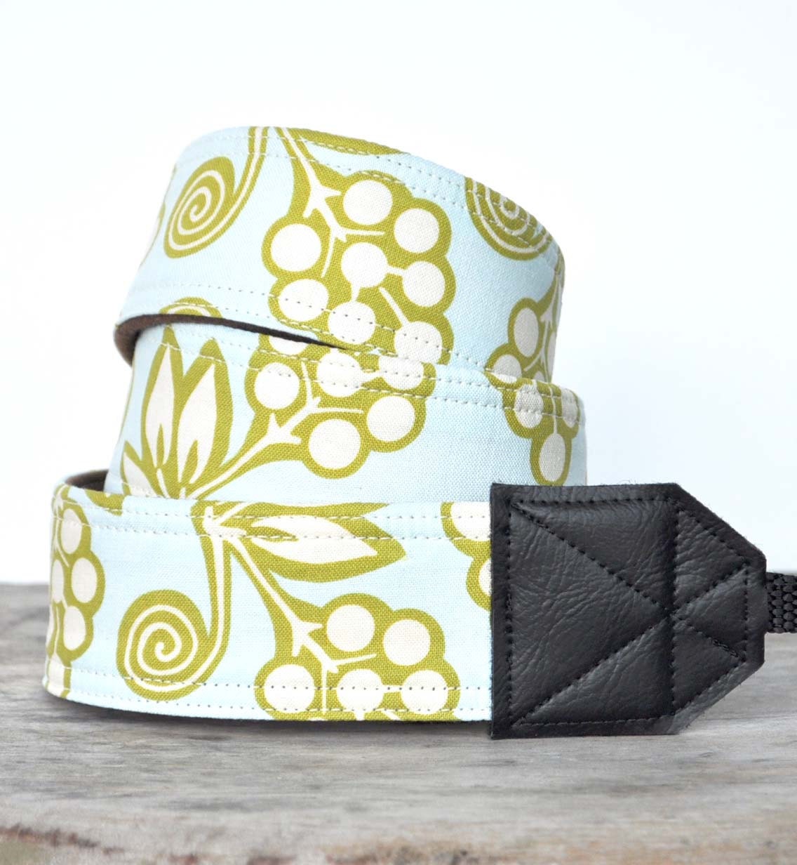 Blue and Green DSLR Camera Strap - Michael Miller Ginger Blossoms