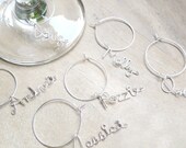 Glass Wine Charms, Custom Made Wine Charms, Set of 5