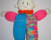 Hand Knitted Sparkle Baby Clown Doll Knit Bright Colors