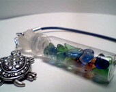Genuine Beach sea glass gemstone jewelry bottle handmade necklace