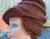 Womens Crochet Hat - Crochet Beanie Hat - Chocolate Brown, Visor Hat -Flatters All Head Sizes - Flatters All Head Sizes Spring Fashion