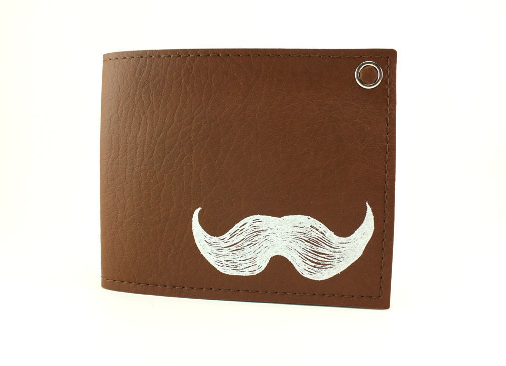 Mustache Wallet - Brown and White - Vegan - Best Holiday gift ever