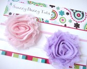 PICK 5 from 19 Colors - Shabby Chic Chiffon Flower Rosettes on Skinny Headband - Newborn Infant Toddler Teen Adult - NEW