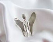 Solid Silver Small Butterfly Angel Brooch