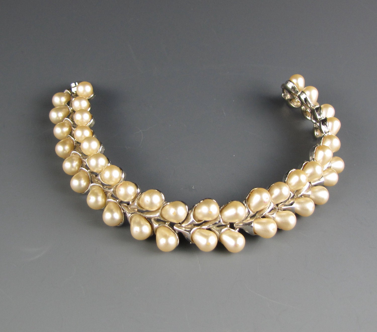 Trifari Champagne Faux  Pearl Bracelet