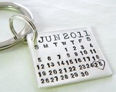 Keychain, hand stamped and personalized - Mark Your Calendar Keychain personalized sterling silver keychain