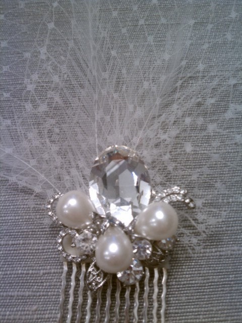 Bridal Rhinestone Pearl Fasionator French Lace Comb