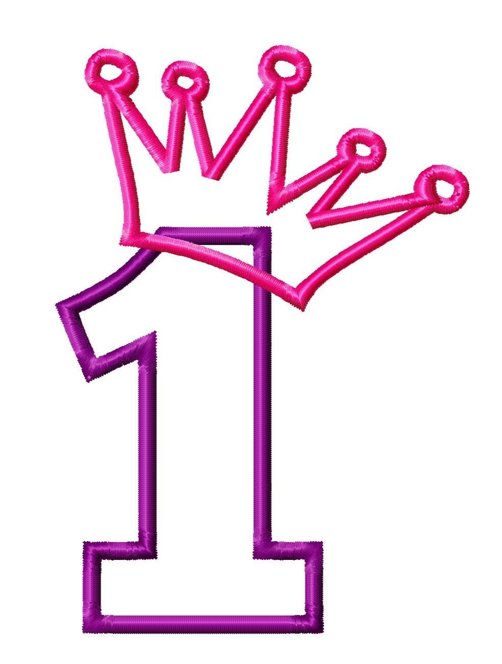 Princess Crown Birthday Numbers Applique - Machine Embroidery Design - 7 Sizes