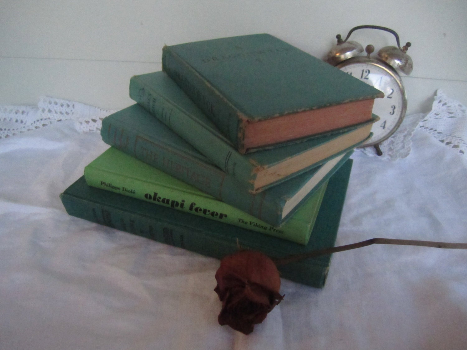 Vintage Book Stack - Shades of Green - Collection of 5 - Hardcover