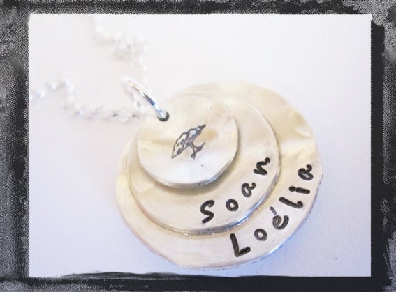 Hand Stamped Necklace - Personalized Jewelry - Sterling Silver Family Tree Necklace