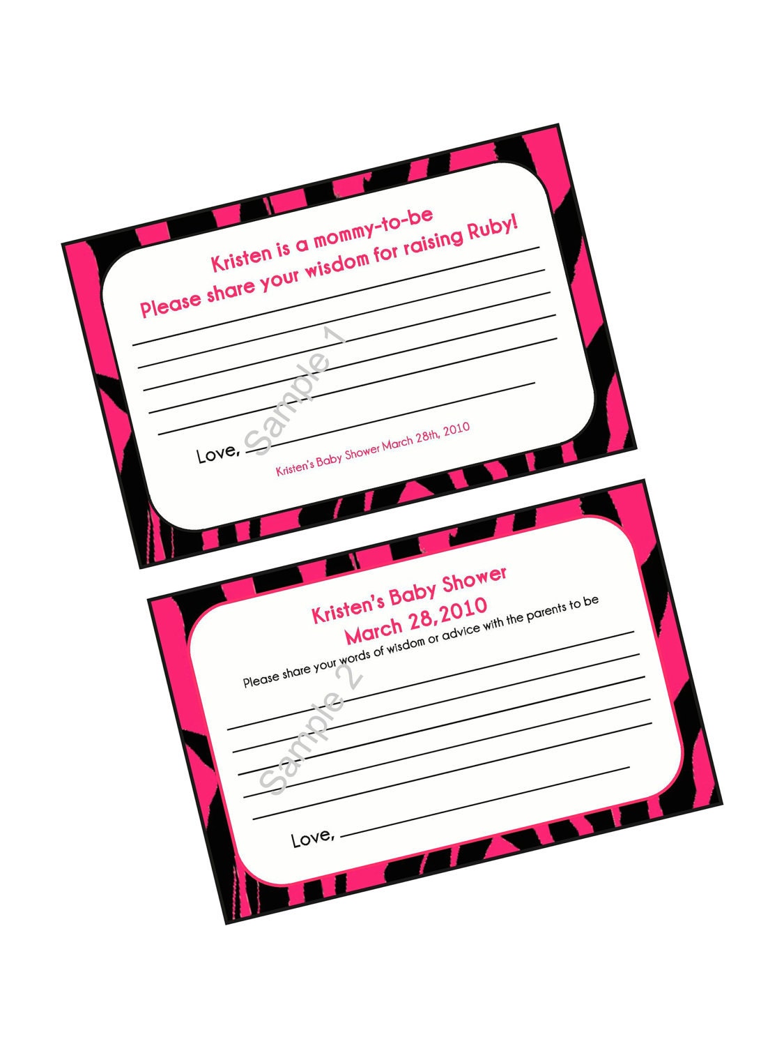 Personalized 100 Advice cards or Helpful hints cards for Bridal shower or  Baby shower