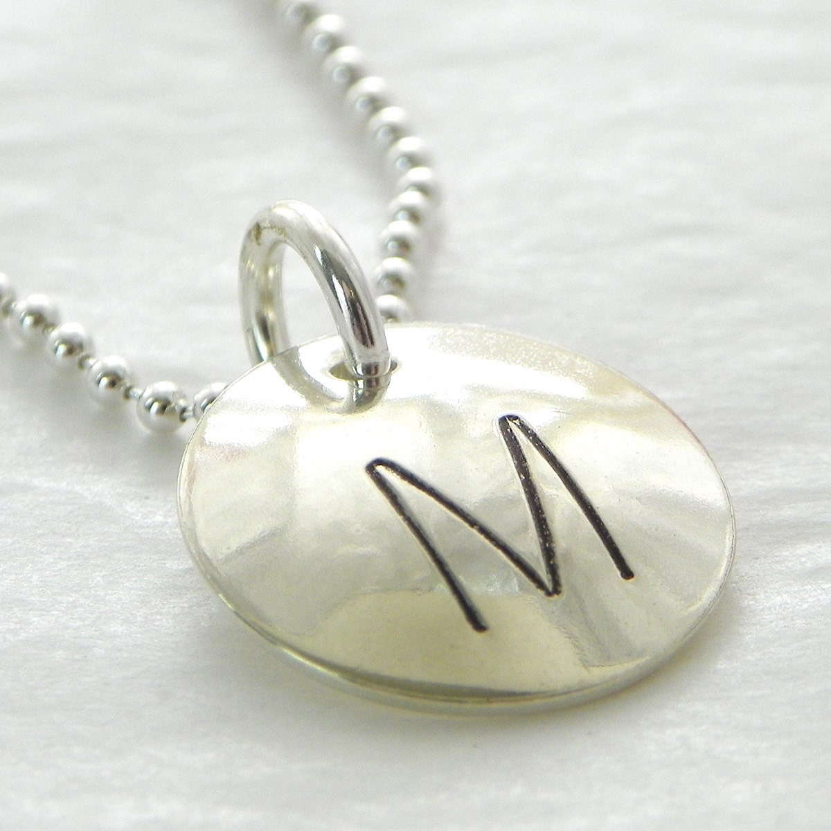 Initial necklace - hand stamped sterling silver necklace
