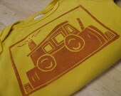 Tug Boat Shirt, Hand-Dyed, Hand-Printed - 3 to 6 Month Size