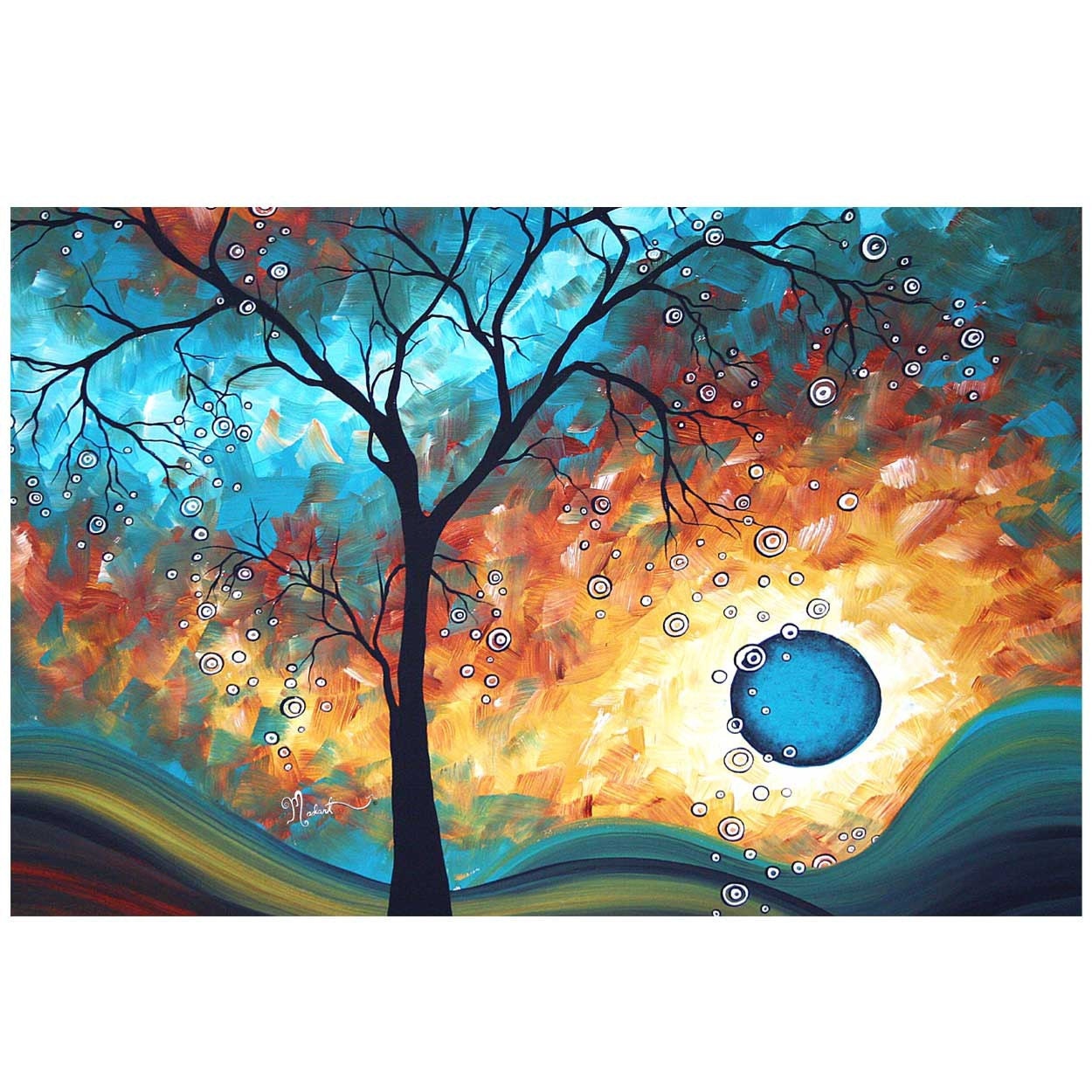 Madart 20x30 Print - Abstract Fine Art Modern - Contemporary - Aqua Burn