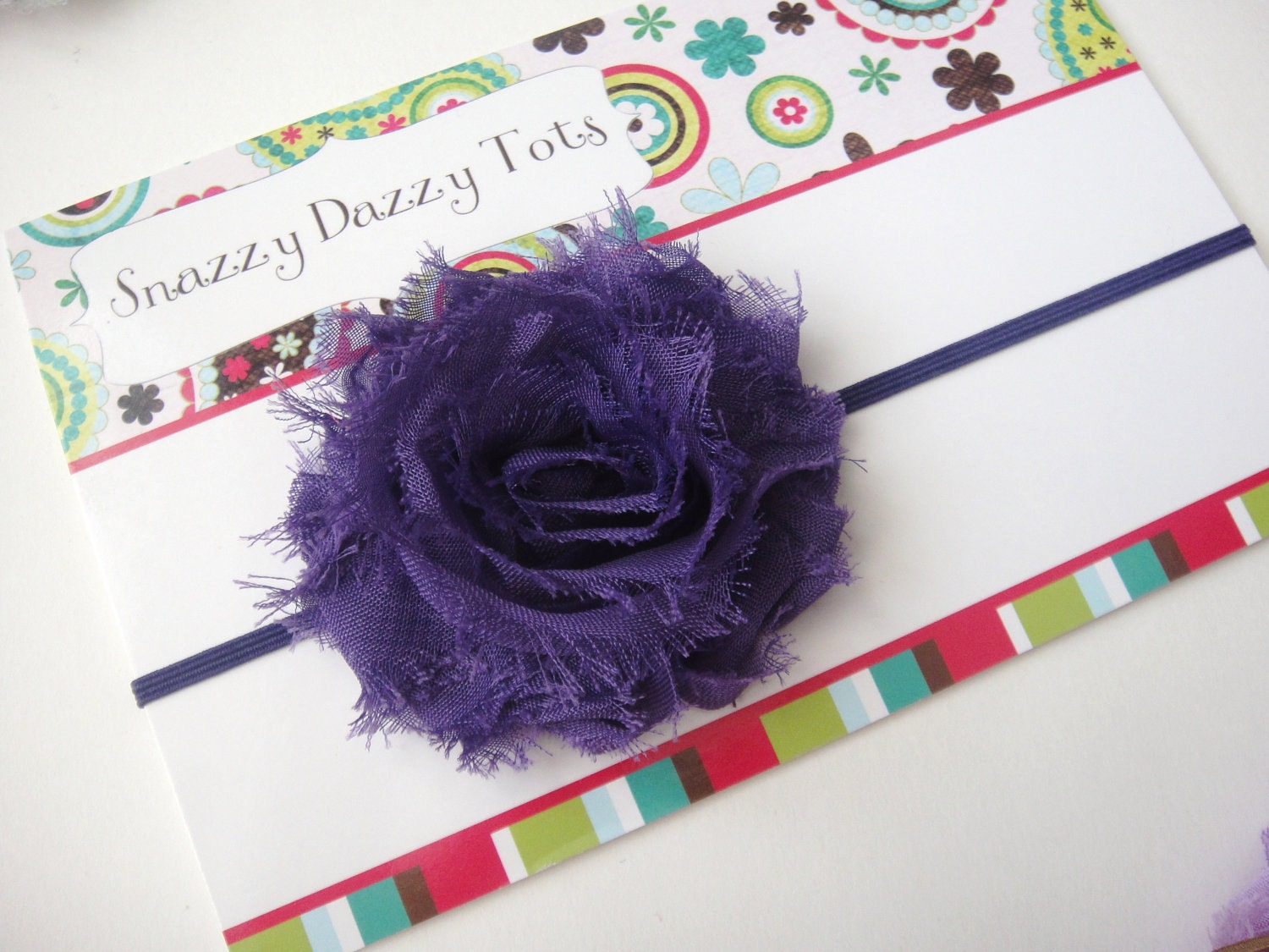 Purple Flower Headband - Shabby Chic Flower Rosette on Skinny Headband - Infant Toddler Teen Adult SALE