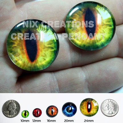 16mm Handmade Set of Glass Light Golden Dragon Glass Eyes Taxidermy Cabochons for Steampunk Jewelry and Pendant Making