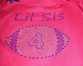 Football Number BLING Tees--Custom made with your team colors