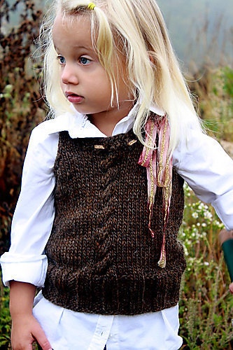 PDF Knitting Pattern Cabled Vest Size 3T-4T