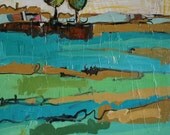 Original Mixed Media Painting - Green Waters Edge 20x24