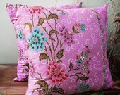 Light Purple Floral Authentic Javanese Batik sofa Throw decorative pillow cushion covers 18 inches