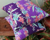 Purple  Floral Authentic Javanese Batik sofa Throw decorative pillow cushion covers 18 inches