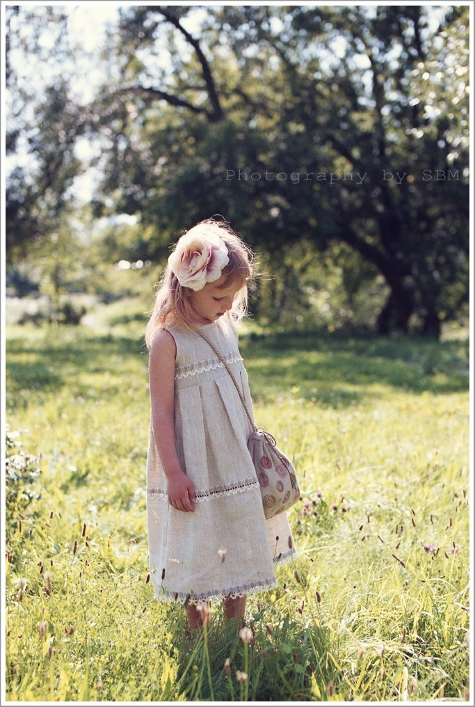 Easter dress - Children clothing - Girl dress - Long linen girl dress , sizes 0.5 - 5 year - Spring Dress - Children Spring