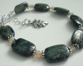 Earthy Green Swirls Kambaba Jasper Adjustable Gemstone Bracelet FREE Shipping