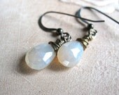 Mystic Pearl Chalcedony, Oxidized Silver Earrings