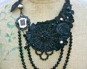 Symphony no. 4-  Statement Bib necklace with Vintage findings