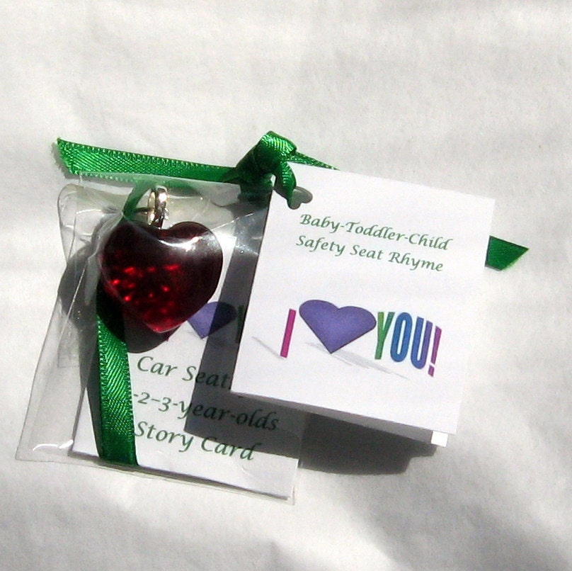 Heart Key Charm 'I Heart You' Baby Toddler Booster New Parent Favors Grandparent Red .5x.5x.5" Heart