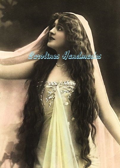 Vintage Gypsy Lady Reproduction Cotton Fabric Art Print 3.5X5" Applique