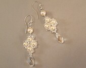 Regal Ivory Pearl and Crystal Wedding Earrings, Ivory Weddings, Formal Bridal Earrings, Teardrop Dangle Earrings, Bridal Wear Earrings