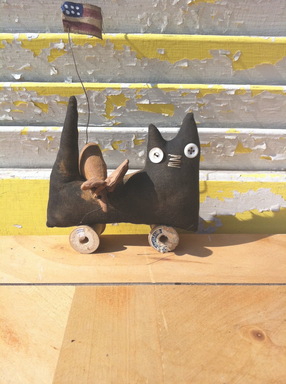 Primitive Americana Cat Pull Toy