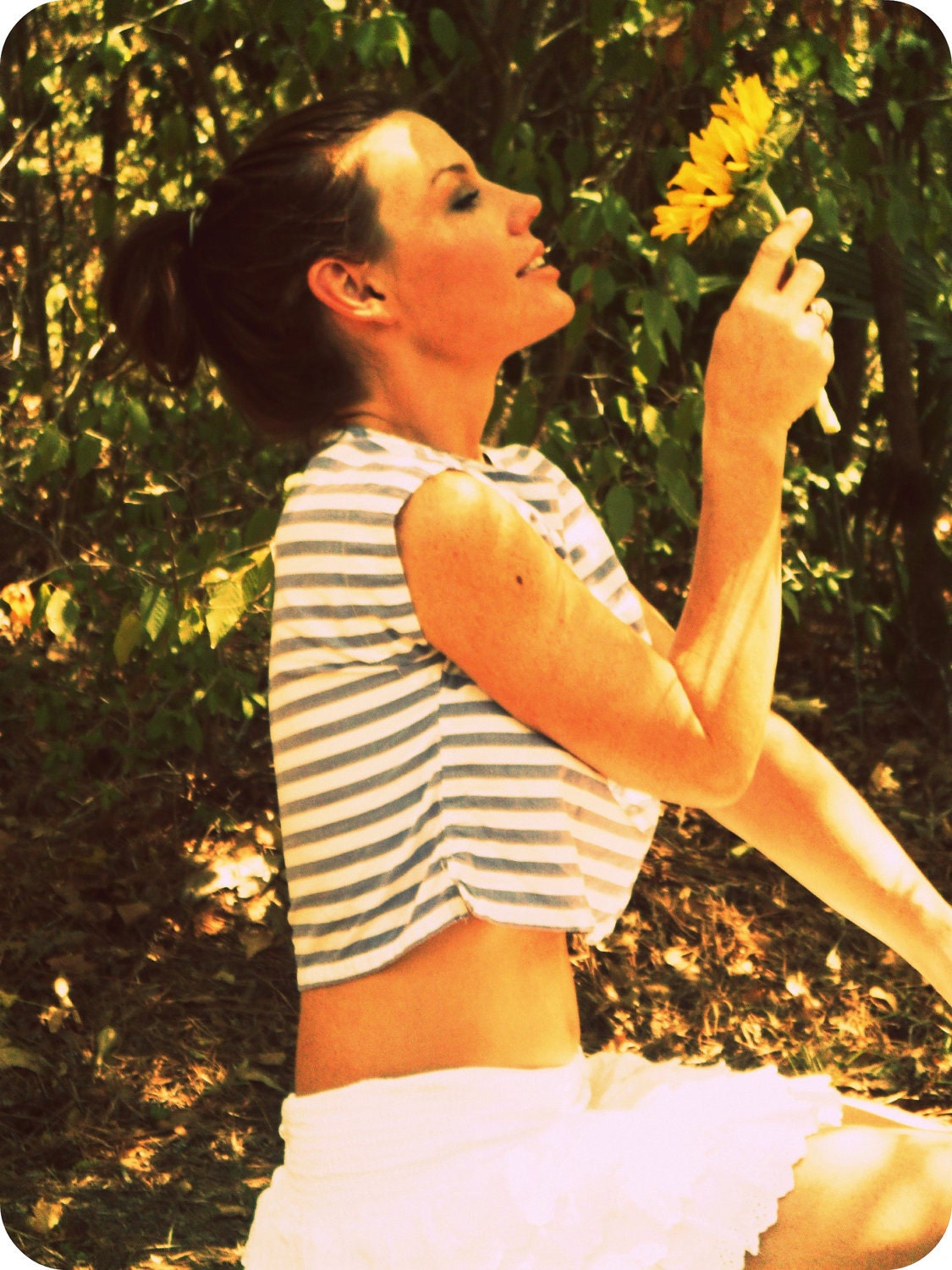 vintage 1970-80s striped BLUE and WHITE crop TOP-sale