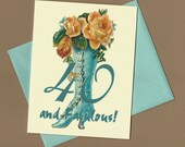 40th Birthday Card, 40 and Fabulous, Victorian style, Victorian Boot