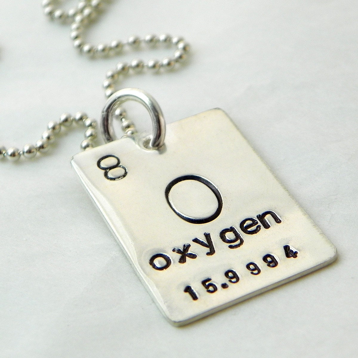 Periodic Table / Element hand stamped sterling silver necklace