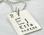 Personalized Periodic Table Element hand stamped sterling silver necklace