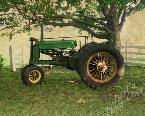 Grandpa's Old John Deere Tractor 8x10 Metallic Photograph with Vintage Tractor